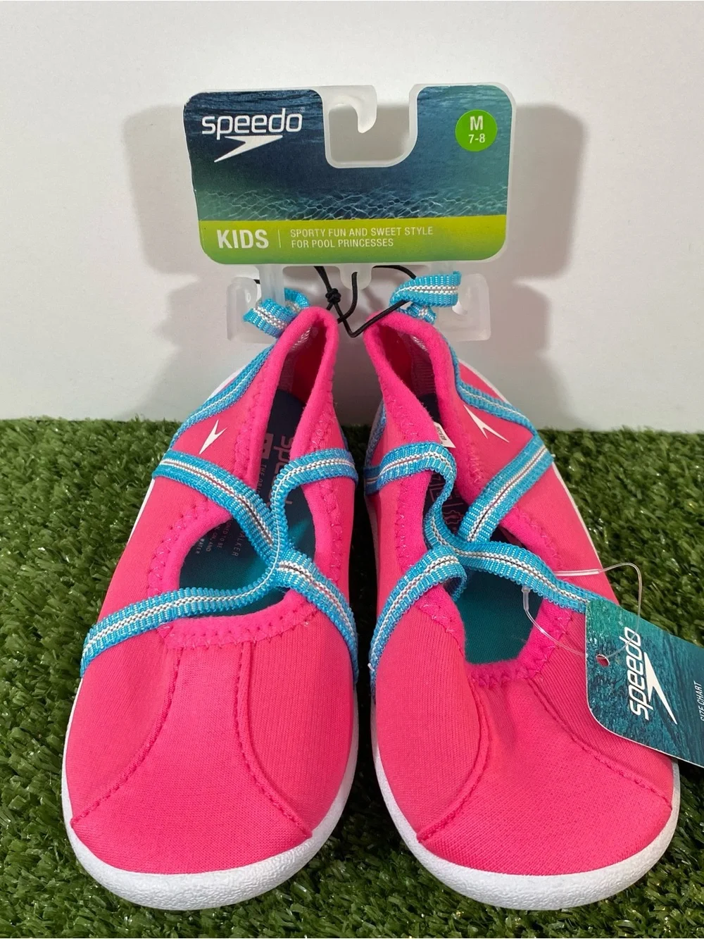 Speedo Mary Jane Water Shoes Kid's Size Girls Med (7-8) Pink Blue Summer Pool